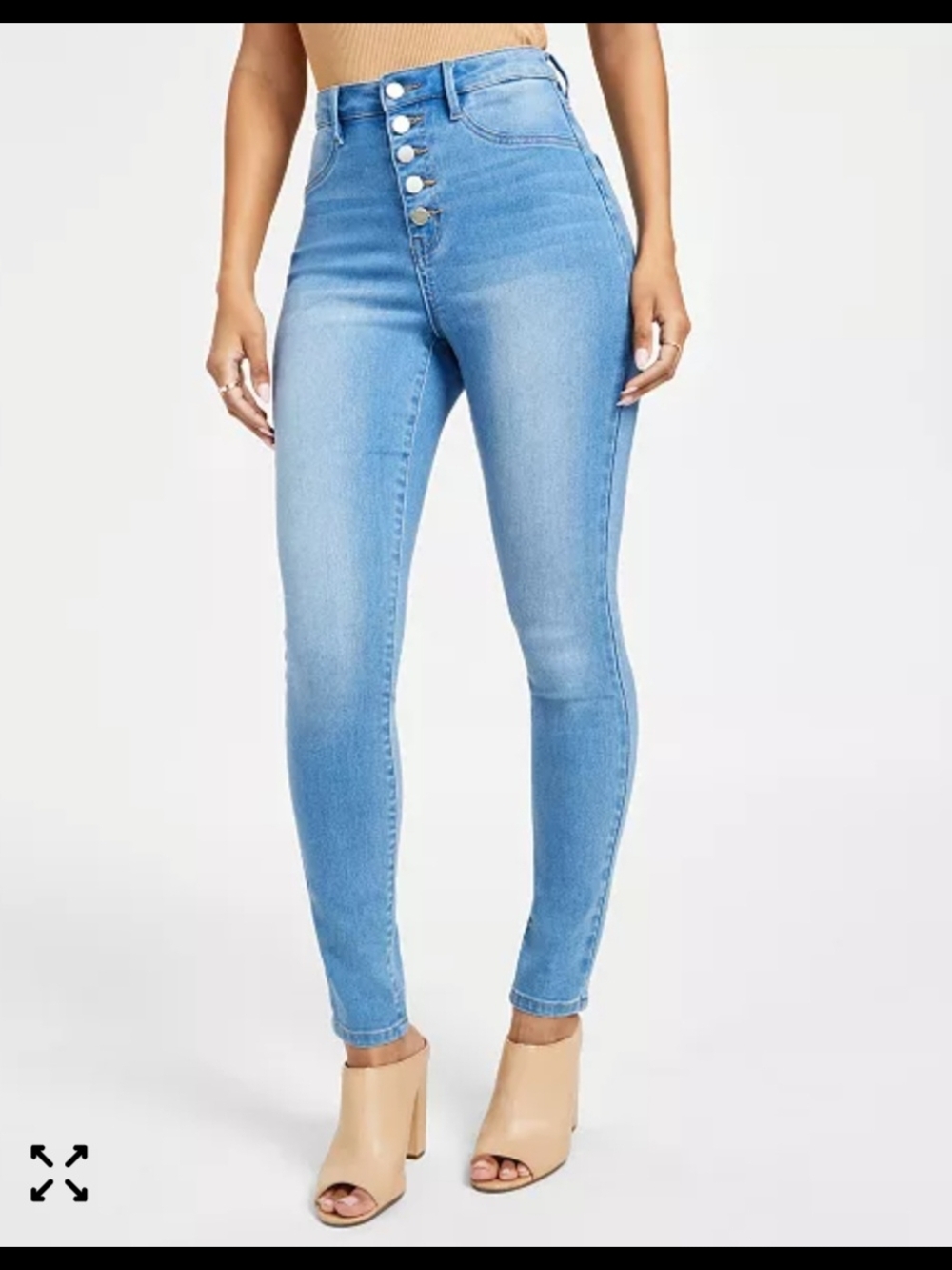 Dollhouse Light Blue High-Rise Button-Fly Skinny Jeans